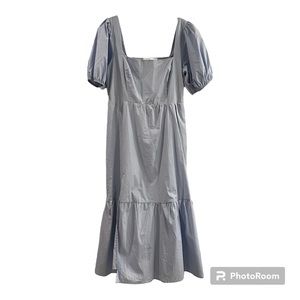 ASTR the Label Puff Sleeve Tiered Midi Dress Light Blue - M